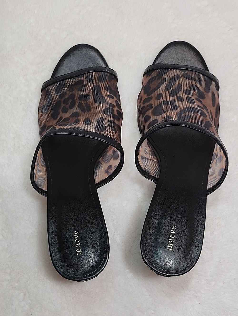Anthropologie Maeve leopard print mesh mule wedge heels Size 7 - Picture 16 of 16